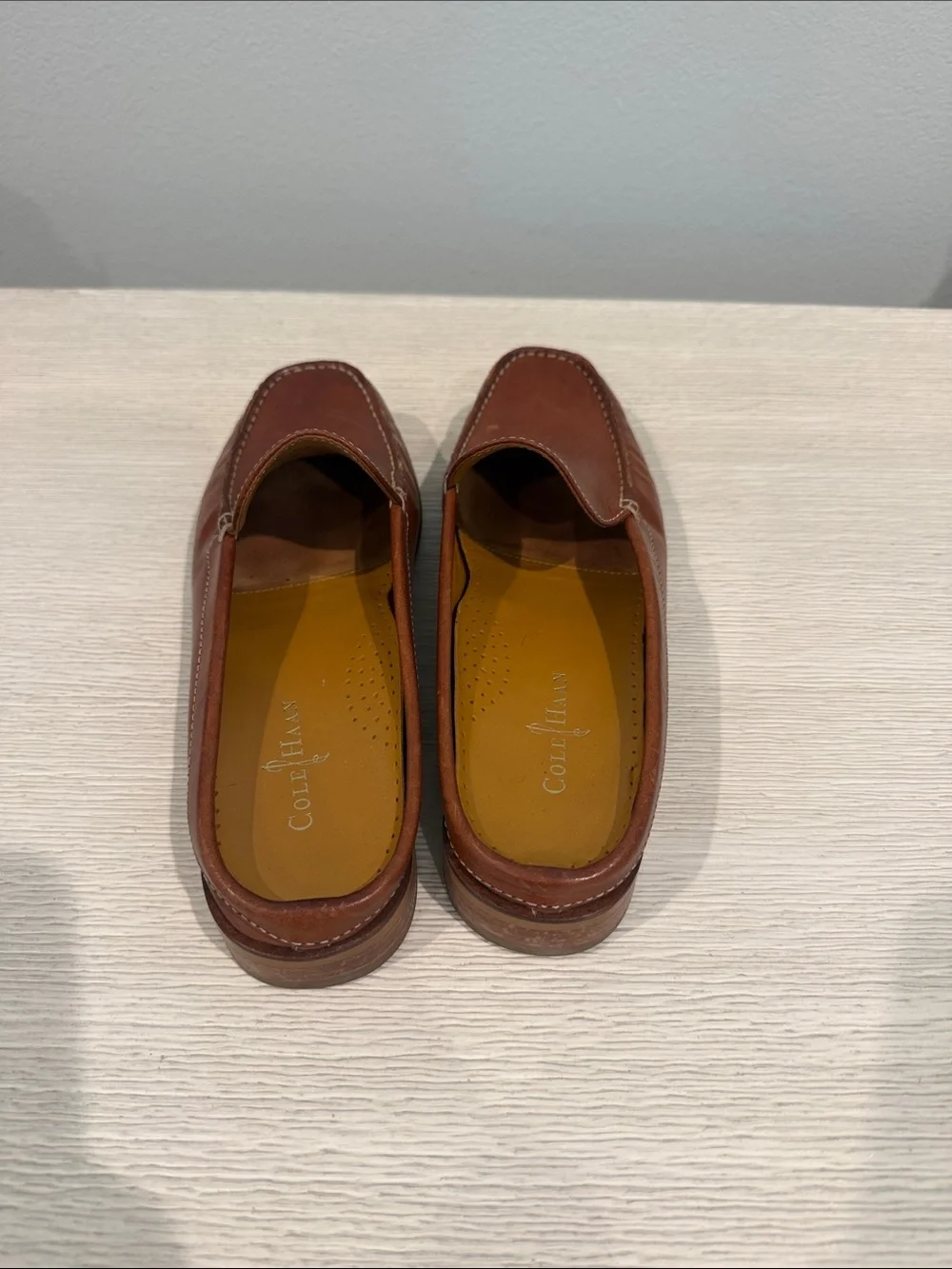 Cole Haan Chestnut Brown Leather Slip-On Mule Loafers